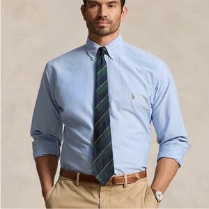 Ralph Lauren Yarmouth Light Blue Button-Down Cotton Oxford Polo Pony Shirt